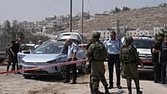 Zona acordonada tras el tiroteo en las cercanías de la ciudad de Hebrón, en Cisjordania. 