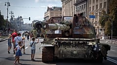 Выставка уничтоженной российской военной техники под открытым небом в преддверии Дня независимости. Киев, Украина, понедельник, 21 августа 2023 г.