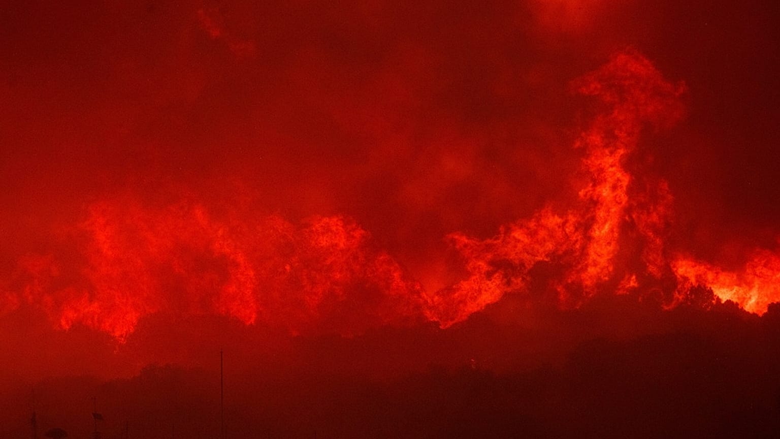 Flames burn a forest during a wildfire in Avantas village, near Alexandroupolis town, in the northeastern Evros region, Greece, Monday, Aug. 21, 2023.