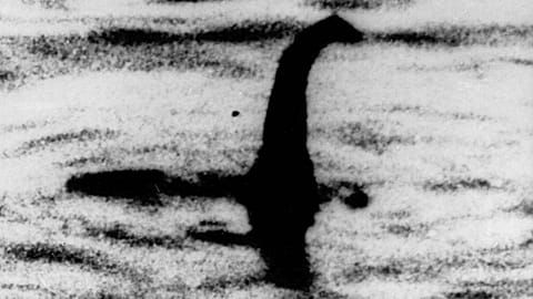 This undated file photo shows a shadowy shape that some people say is a the Loch Ness monster in Scotland, later debunked as a hoax.