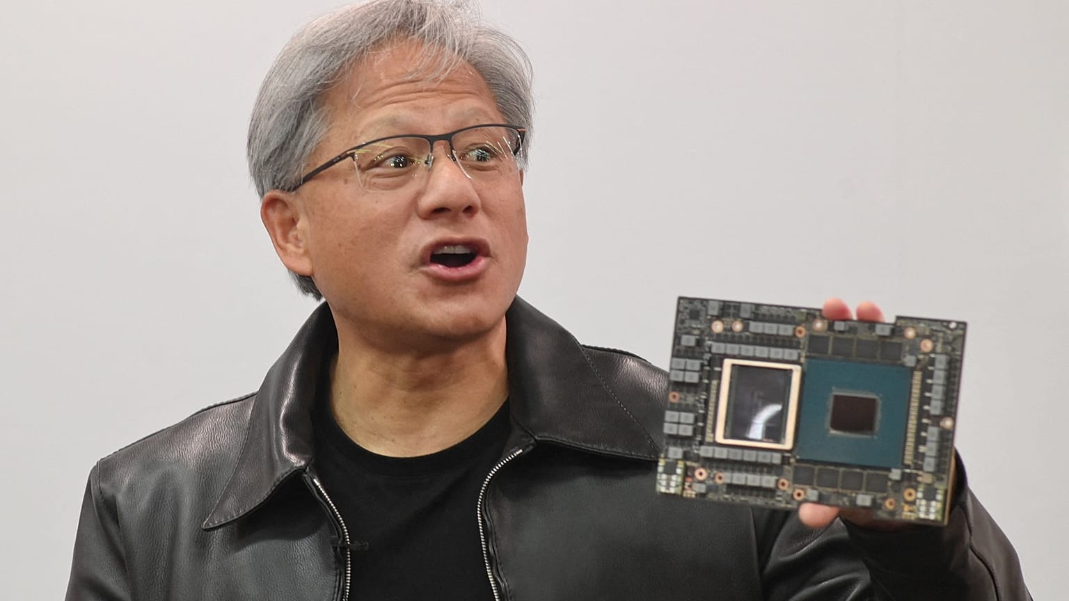 Jensen Huang, CEO of NVIDIA, speaks during a press conference at the Computex 2023 in Taipei on May 30, 2023.
