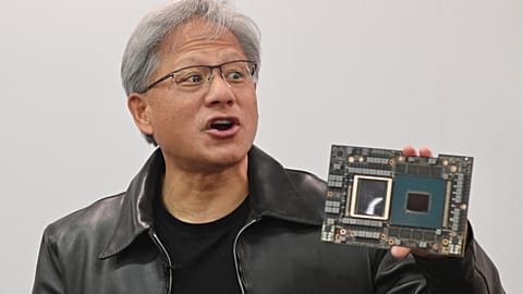 Jensen Huang, CEO of NVIDIA, speaks during a press conference at the Computex 2023 in Taipei on May 30, 2023.
