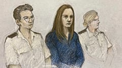 Lucy Letby egy augusztus 10-én készült bírósági rajzon