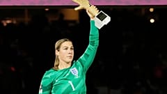 Victory for Mary Earps: The star goalkeeper poses with her Golden Glove award