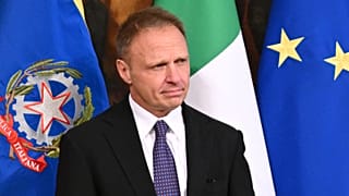 Italy's Agriculture Minister, Francesco Lollobrigida poses prior to the new government's first Cabinet meeting on October 23, 2022 at Palazzo Chigi in Rome.
