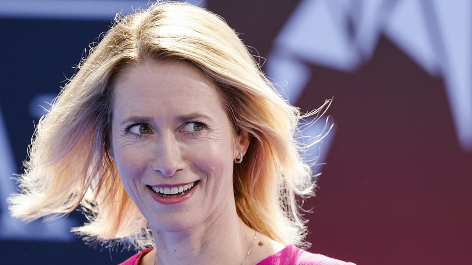 Estonia's Prime Minister Kaja Kallas looks on as she arrives for the NATO summit, in Vilnius on July 11, 2023. 