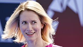 Estonia's Prime Minister Kaja Kallas looks on as she arrives for the NATO summit, in Vilnius on July 11, 2023. 