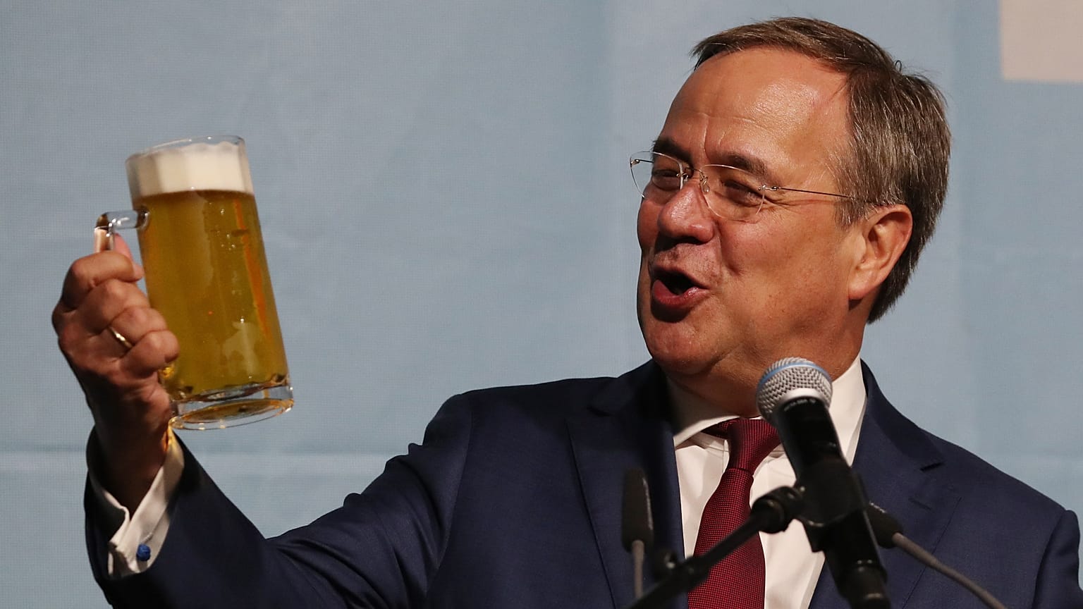 Armin Laschet észak-rajna-vesztfáliai tartományi miniszterelnök kampányeseményen 2021-ben