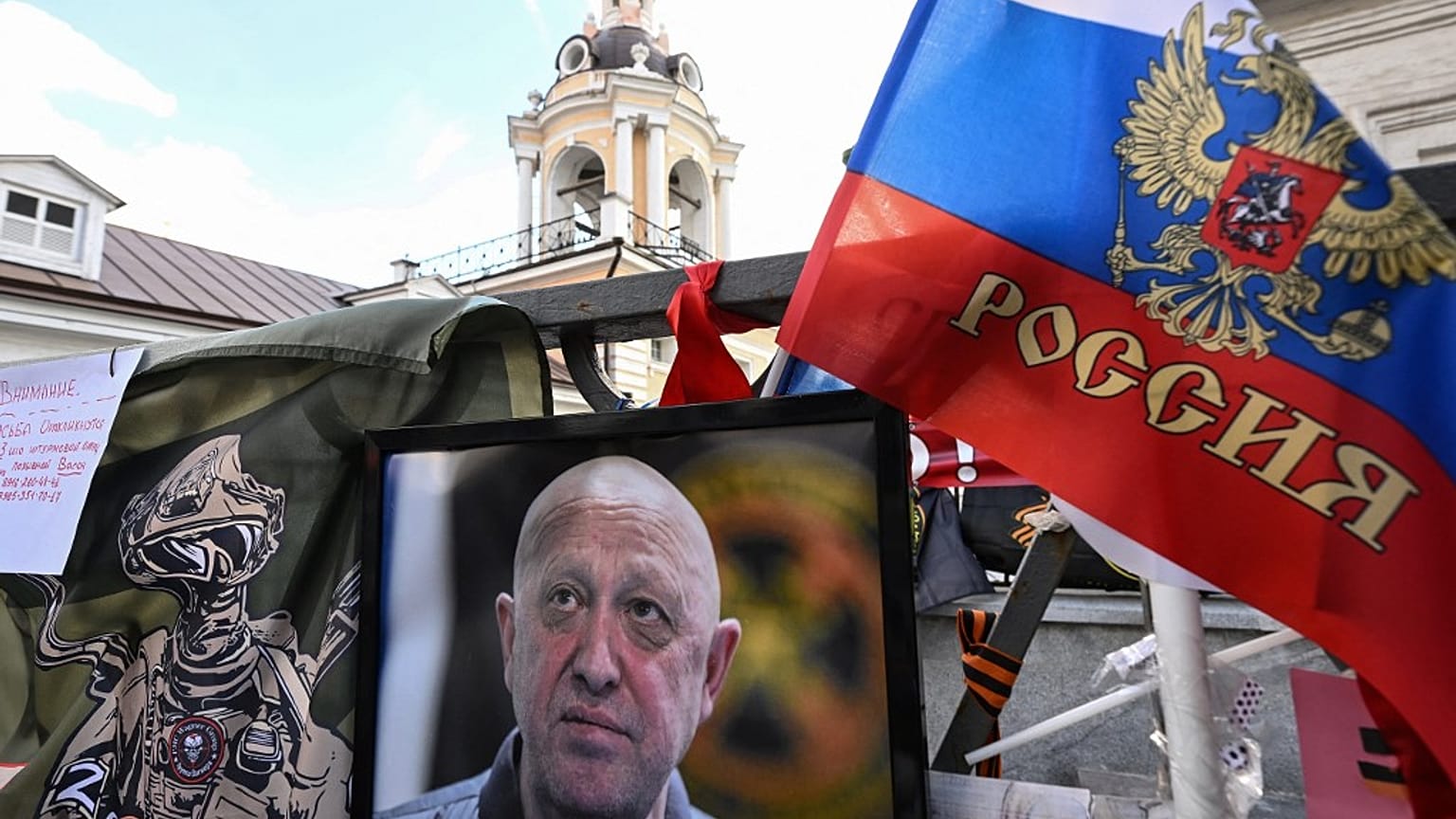 Un portrait d'Evguéni Prigojine dans les rues de Moscou, le 27 août 2023. 