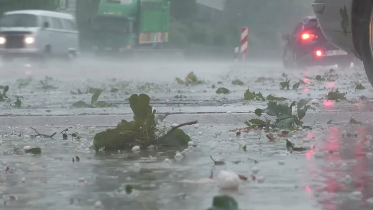 Hagel in Kissing in Bayern am 27. August 2023