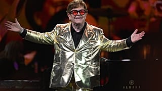 Elton John performs on the Pyramid Stage on day 5 of the Glastonbury festival, on 25 June 2023