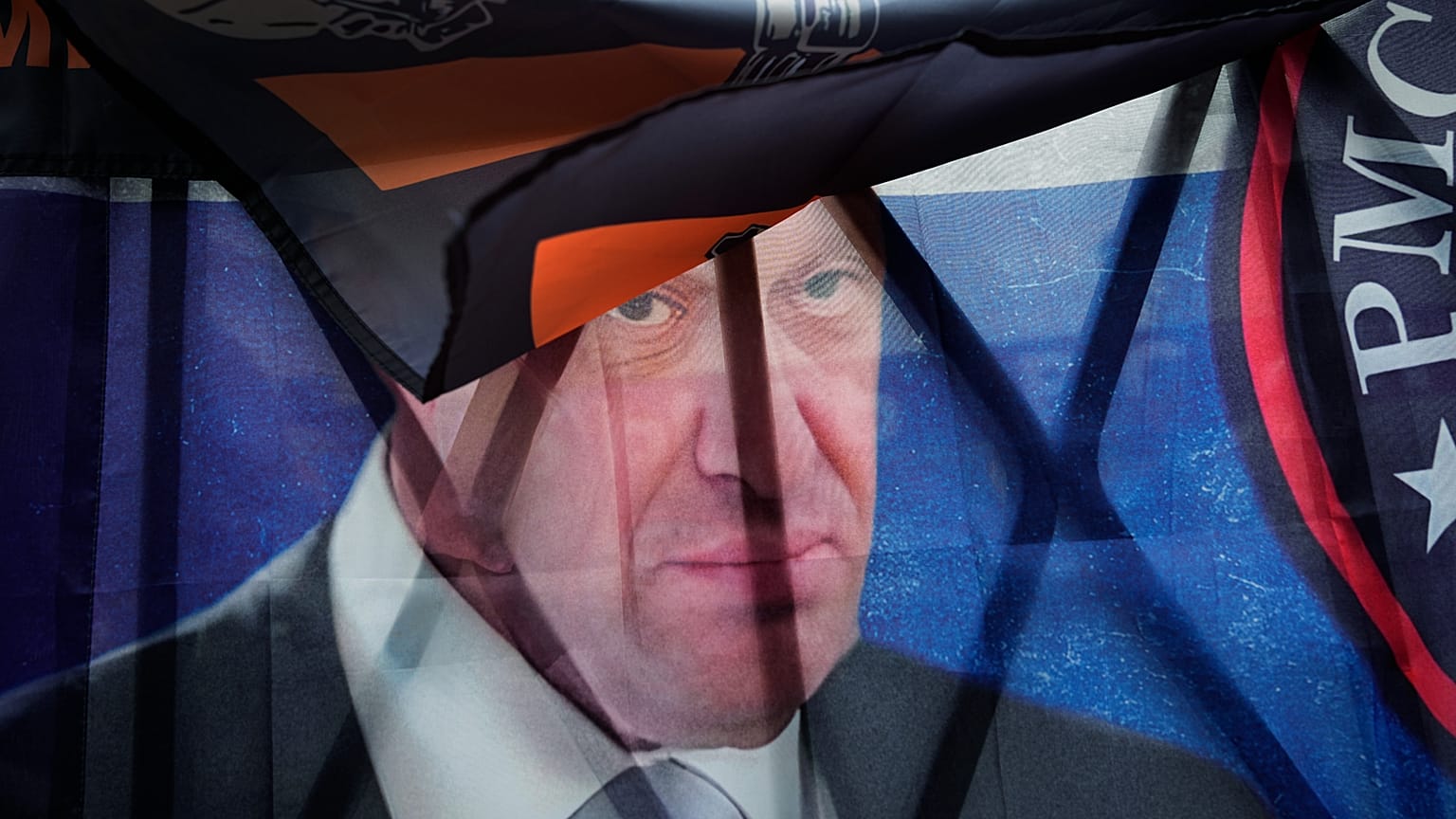 A portrait of the owner of private military company Wagner Group Yevgeny Prigozhin.