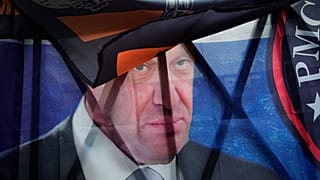 A portrait of the owner of private military company Wagner Group Yevgeny Prigozhin.