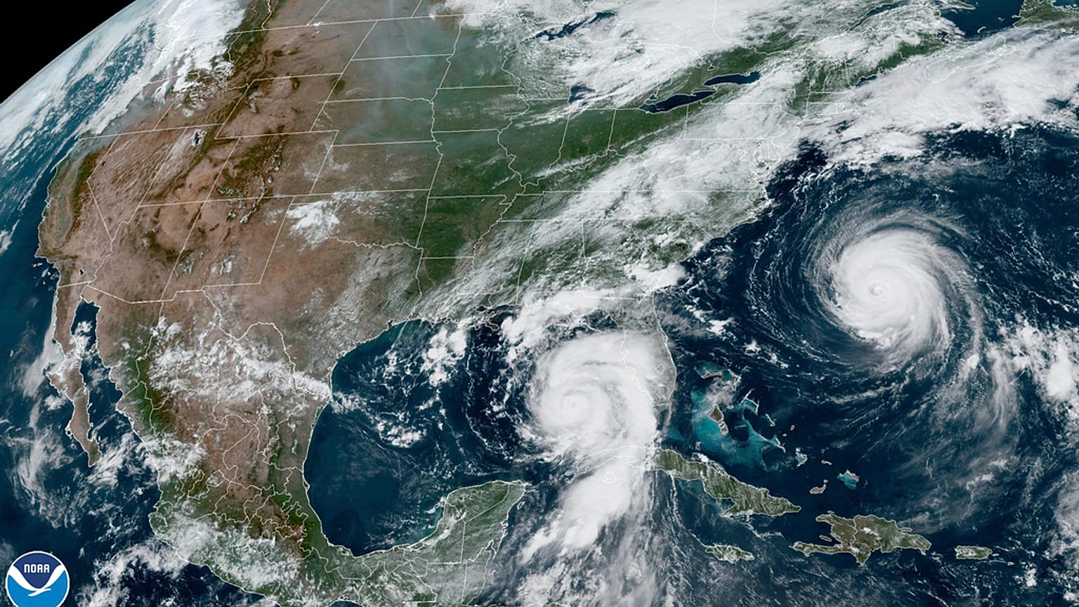 Ulusal Okyanus ve Atmosfer Dairesi (NOAA) tarafından paylaşılan uygu görüntüleri, Florida'da karaya vuran Idalia Kasırgası'nın boyutunu gösteriyor