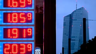 Panel de precios de una gasolinera