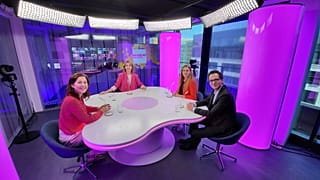 Host Méabh Mc Mahon with Belgian MEP Sara Matthieu, Kait Bolongaro and Stefan Sipka