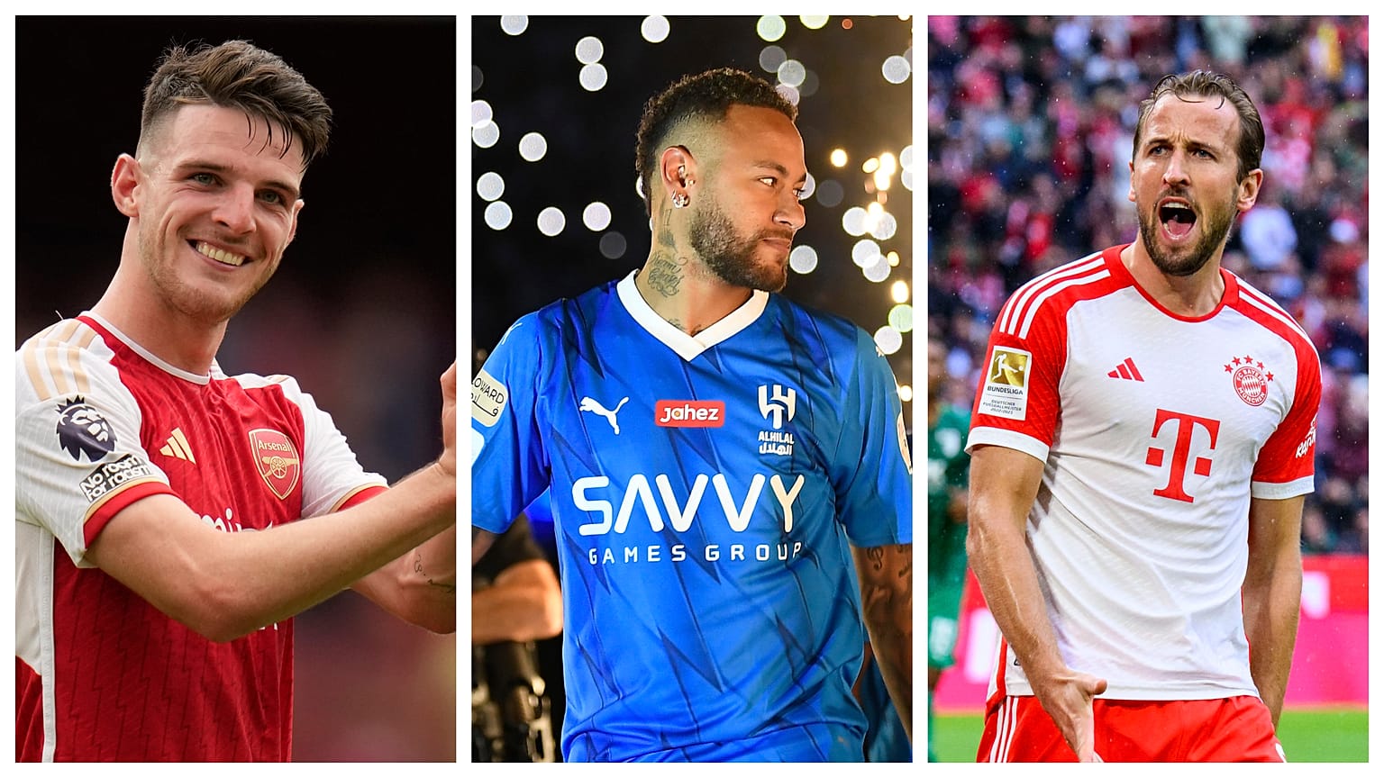 Declan Rice, Neymar e Kane mudaram de camisola este verão
