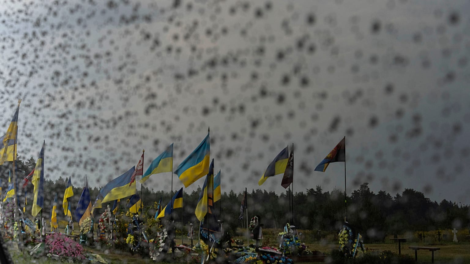 Un cimetière de militaires ukrainiens tombés au combat près de Poltava, en Ukraine.