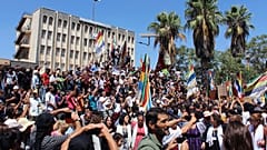 احتجاجات في مدينة السويداء ذات الأغلبية الدرزية، في سوريا، الجمعة 1 سبتمبر 2023