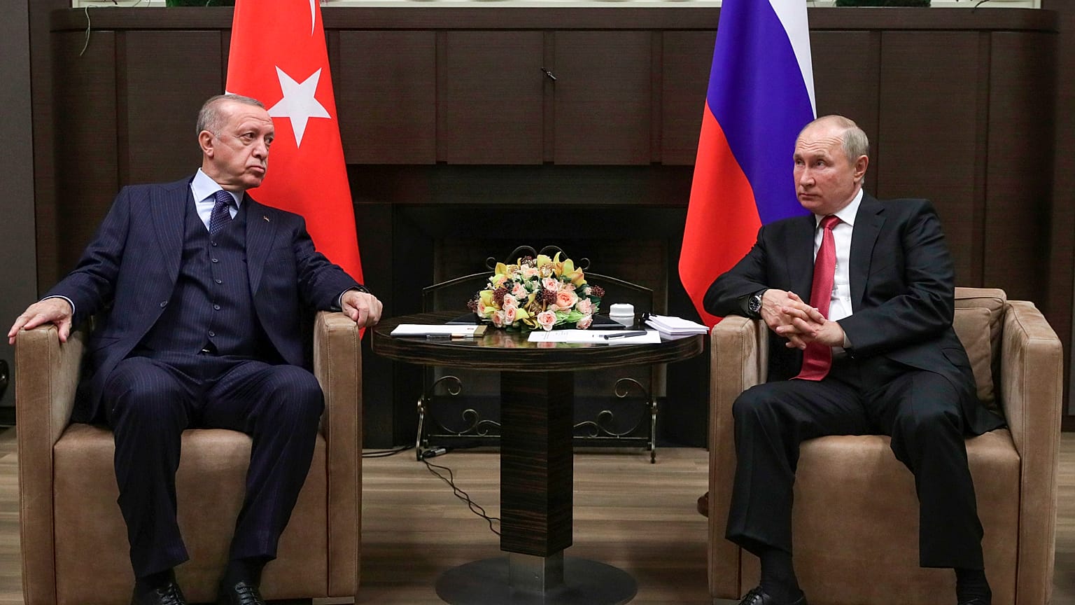 Il presidente russo Vladimir Putin e il suo omologo turco Recep Tayyip Erdogan nel 2021 