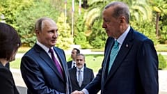 Der russische Präsident Putin begrüßt seinen türkischen Amtskollegen Erdoğan in Sotschi
