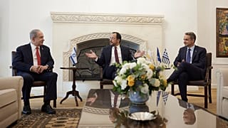 (Από αριστερά): Μπέντζαμιν Νετανιάχου, Νίκος Χριστοδουλίδης, Κυριάκος Μητσοτάκης