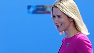 Estonia's Prime Minister Kaja Kallas arrives for the NATO Summit in Vilnius on July 11, 2023.