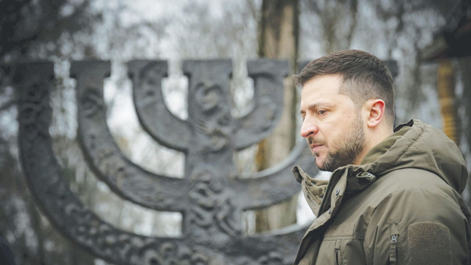 Volodimir Zelenszkij a Babyn Yar-i tömegmészárlás helyszínén