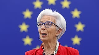 The President of European Central Bank, Christine Lagarde, delivers a speech at the European Parliament in Strasbourg, France, on Feb. 15, 2023.