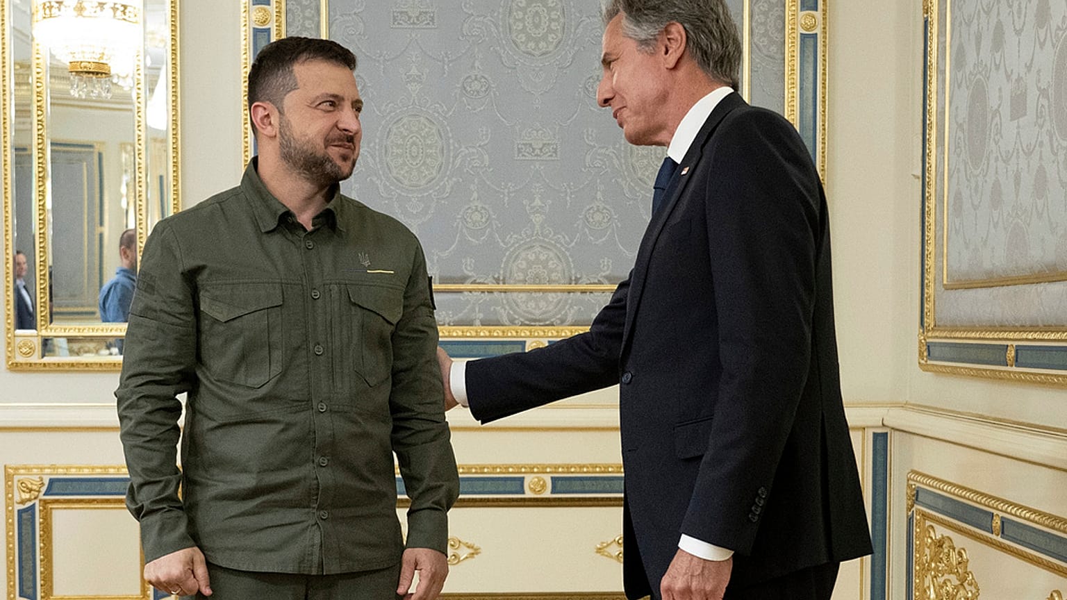 O presidente ucraniano, Volodymyr Zelensky, e o secretário de Estado dos EUA, Antony Blinken, 6 de setembro de 2023, em Kiev.