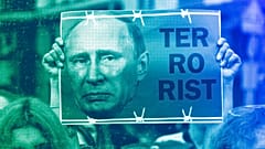 Один из транспарантов на митинге в Киеве, август 2022 года.