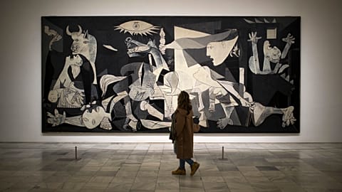 Picasso painted his iconic artwork in 1937 to remember people who died in the Basque town of Guernica, northern Spain, during the Spanish Civil War, 1936-1939. 