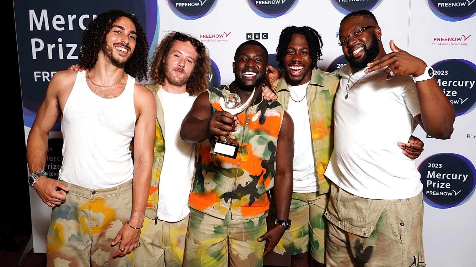 Ezra Collective win the 2023 Mercury Prize with their second studio album, Where I'm Meant To Be," at the awards show at the Eventim Apollo in London, Thursday, Sept. 7, 2023.