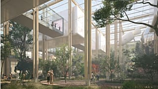 The architects hope to minimise environmental impact by reusing and preserving some existing elements of buildings on the site such as the masonry facade. 