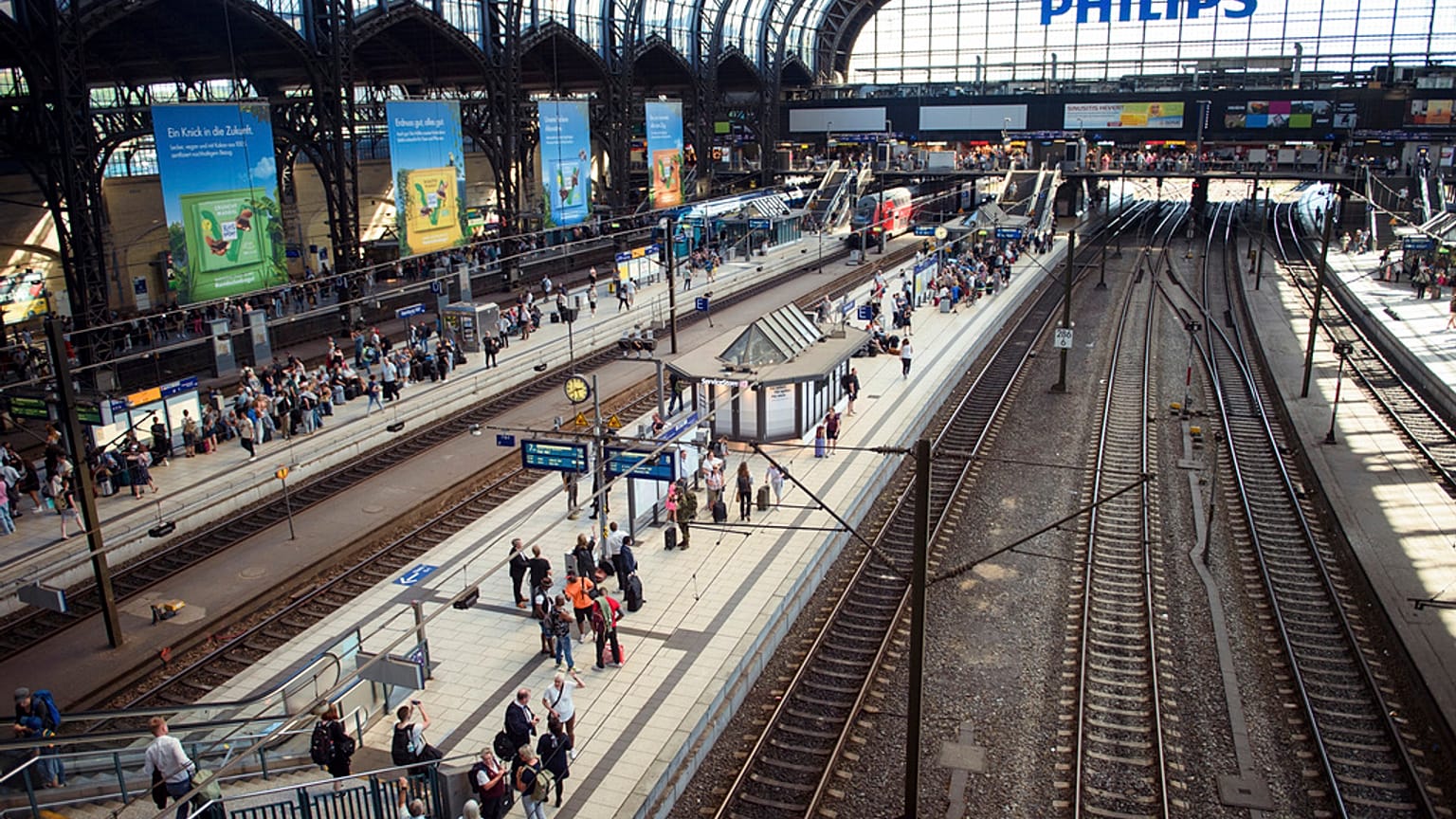 Some tracks at Hamburg Central Station are temporarily empty during various train cancellations and delays in Hamburg, Friday Sept. 8, 2023