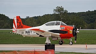 Egy T-28-as gép a martinsburgi légi bemutatón 2011. szeptember 17-én. A kép illusztráció, nem ez a gép zuhant le a börgöndi repülőtéren