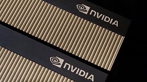 A Nvidia logo is seen on one of their products on display at their headquarters in Taipei, Taiwan May 31, 2023.