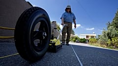 Harry M Jol operates a ground-penetrating radar in the village of Exo Metochi, Duzova, in the breakaway Turkish Cypriot north of ethnically divided Cyprus.