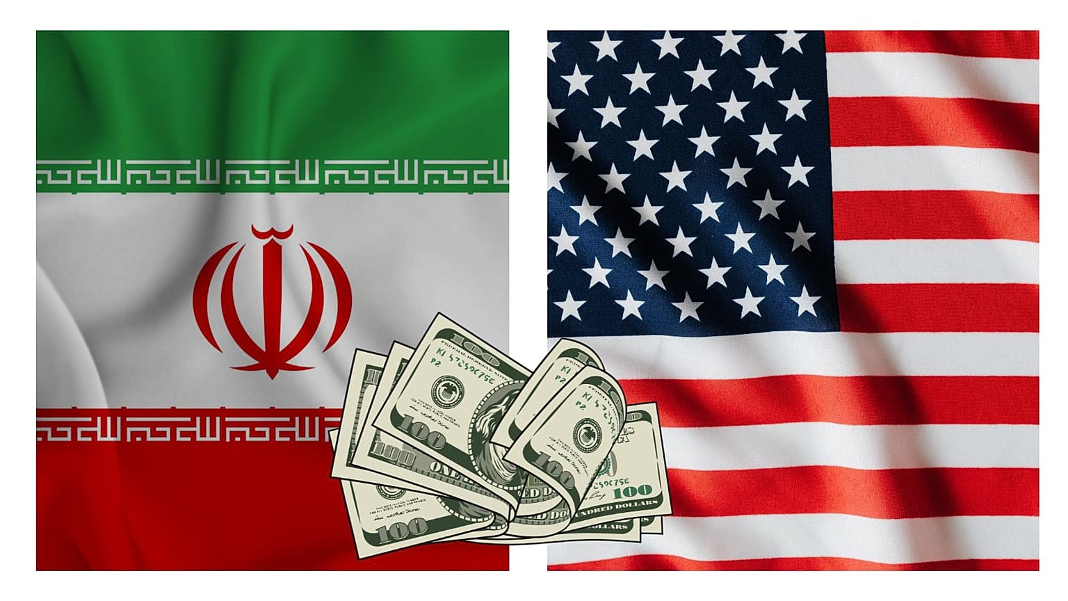 پرچم‌های آمریکا و ایران