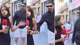 La sequenza di immagini della giornalista molestata in diretta tv