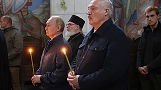 Russian President Vladimir Putin and Belarusian President Alexander Lukashenko on Valaam island, Lake Ladoga, Russia Mon July 24 2023