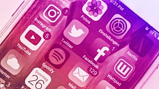 Social media apps on a smartphone, illustration