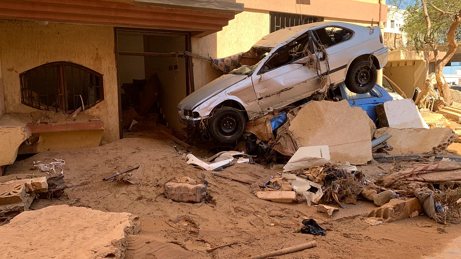 آثار الفيضانات في مدينة درنة الليبية. 2023/09/14