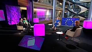 Host Méabh Mc Mahon with Frances Fitzgerald, Malin Björk and Pedro Marques in Strasbourg 