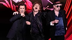 The band pose for photographers at the press conference for the launch of the new Rolling Stones album 'Hackney Diamonds' on 6 Sept. 2023 in London.