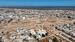 منظر عام لمدينة درنة التي غمرتها الفيضانات، ليبيا، 13 سبتمبر 2023