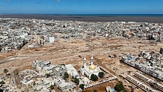 منظر عام لمدينة درنة التي غمرتها الفيضانات، ليبيا، 13 سبتمبر 2023