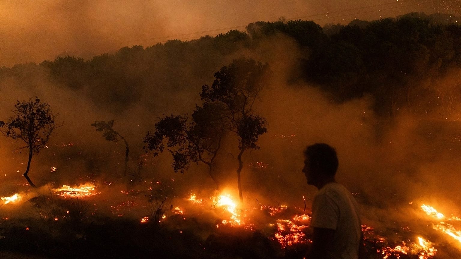 Vista de las llamas mientras arde un bosque, en el pueblo de Dikela, cerca de la ciudad de Alexandroupolis, en la región nororiental de Evros, Grecia, 22 de agosto de 2023.