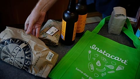 An Instacart shopping bag