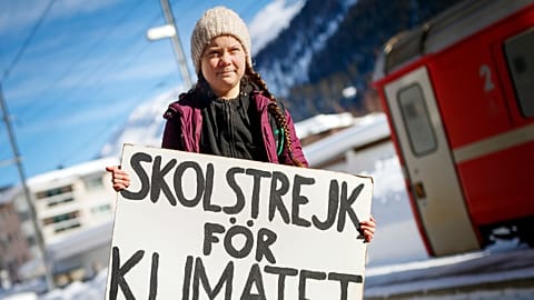 16 year-old Swedish climate activist Greta Thunberg arrives to attend the 49th Annual Meeting of the World Economic Forum, WEF, in Davos, Switzerland, Wednesday, Jan. 23, 2019